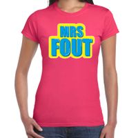 Mrs. Fout fun tekst t-shirt voor dames roze met blauwe opdruk - thumbnail