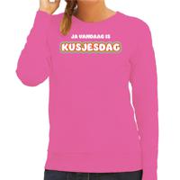 Verkleed sweater voor dames - kusjesdag - roze - carnaval - foute party - thumbnail