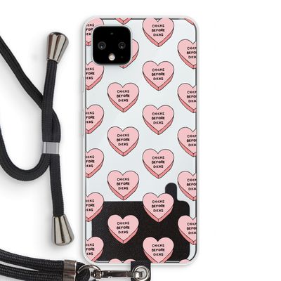 Chicks before dicks: Pixel 4 XL Transparant Hoesje met koord