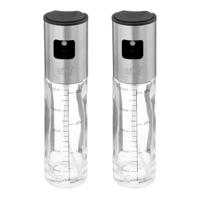 Azijn/Olie spray fles dispenser - 2x - glas - 100 ml - olijfolie flessen