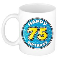 Verjaardag cadeau mok - 75 jaar - blauw - 300 ml - keramiek