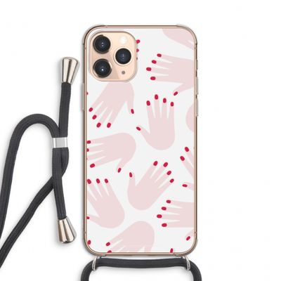 Hands pink: iPhone 11 Pro Transparant Hoesje met koord