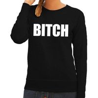 Bitch tekst sweater / trui zwart voor dames - thumbnail