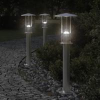 VidaXL Vloerlamp voor buiten 3 st 60 cm roestvrij staal zilverkleurig VidaXL Vloerlamp voor buiten 3 st 60 cm roestvrij staal zilverkleurig