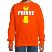 Koningsdag sweater / trui Prince met kroontje oranje voor kinderen - thumbnail