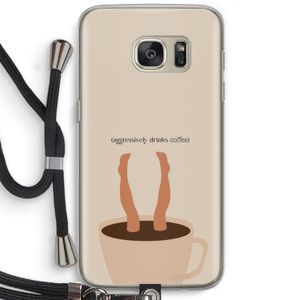 Aggressively drinks coffee: Samsung Galaxy S7 Transparant Hoesje met koord