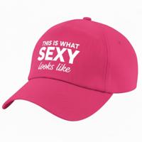 Baseball cap / petje Foute Party - this is what sexy looks like - roze - themafeest