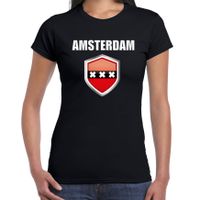 Amsterdam fun/ supporter t-shirt dames met Amsterdamse vlag in vlaggenschild 2XL  -