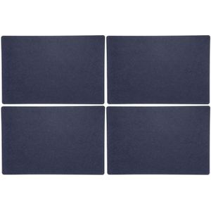 6x stuks rechthoekige placemats met ronde hoeken polyester navy blauw 30 x 45 cm