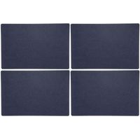 6x stuks rechthoekige placemats met ronde hoeken polyester navy blauw 30 x 45 cm