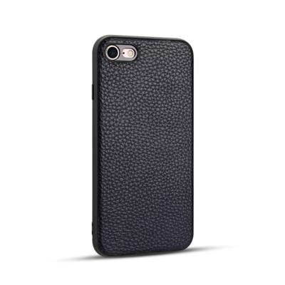Voor iPhone 8/7 Litchi PU lederen anti-Falling TPU beschermhoes (donkerblauw)