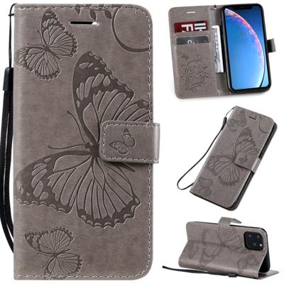 Gedrukt afdrukken Butterfly patroon horizontale Flip PU lederen draagtas met houder & kaartsleuven & portemonnee & Lanyard voor iPhone XI 2019 (grijs)