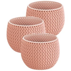 Set van 3x stuks plantenpotten/bloempotten kunststof dia 14.5 cm en hoogte 11 cm zalm roze