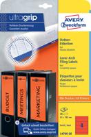 Rugetiket avery breed 61x192mm zelfklevend rood