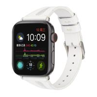 Eenvoudige V-vormige lederen band voor Apple horloge serie 4 44mm & serie 3 & 2 & 1 42mm (wit)