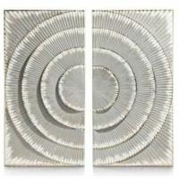 Wanddecoratie DKD Home Decor 90 x 3,5 x 90 cm Zilverkleurig Grijs Wit Modern Cirkels 90 x 2 x 90 cm