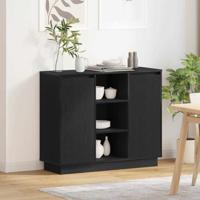 Dressoir met plank Zwart Eiken 90 x 32 x 75 cm Bewerkt hout