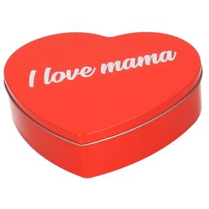 Rood I Love Mama hart blik cadeau snoepblik/bewaarblik 18 cm   -