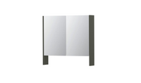 INK SPK3 spiegelkast met 2 dubbel gespiegelde deuren, open planchet, stopcontact en schakelaar 80 x 14 x 74 cm, mat beton groen