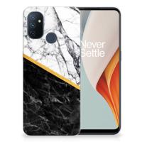 OnePlus Nord N100 | TPU | Siliconen hoesje | Marmer Wit Zwart - Origineel Cadeau Man