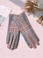 Women Christmas Plaid Imitation Cashmere Gloves