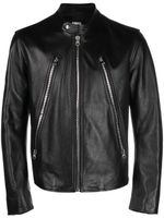 MM6 Maison Margiela veste de moto en cuir - Noir