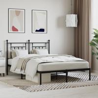 Bedframe met hoofdbord metaal zwart 140x200 cm - thumbnail