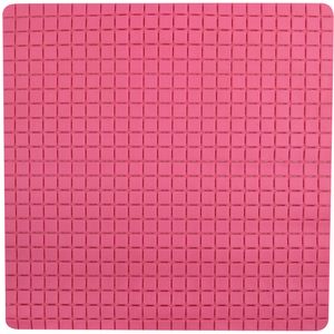 Douche/bad anti-slip mat badkamer - rubber - fuchsia roze - 54 x 54 cm - vierkant