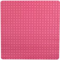 Douche/bad anti-slip mat badkamer - rubber - fuchsia roze - 54 x 54 cm - vierkant