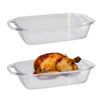 Marinex Ovenschaal van borosilicaat glas - 2x - rechthoek - 2.1 Liter - 32 x 17 x 7 cm - serveerscha