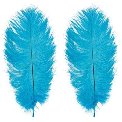 Roetveeg Piet Struisvogelveren - 2x - aqua blauw - 30-35 cm - Sinterklaas verkleedveer
