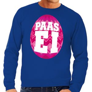 Paas sweater blauw met roze ei voor heren