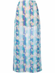 Nina Ricci jupe longue à fleurs - Bleu