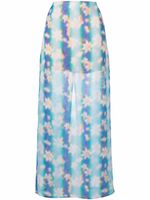 Nina Ricci jupe longue à fleurs - Bleu