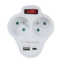 Esperanza ELK311W Elektrische splitter 2 GN. USB-C USB-A AAN. Wit