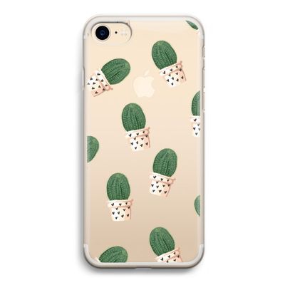 Cactusprint roze: iPhone 7 Transparant Hoesje
