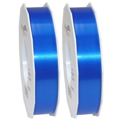 2x XL hobby/decoratie blauwe kunststof sierlinten 2,5 cm/25 mm x 91 meter