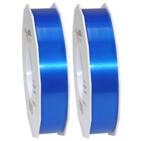 2x XL hobby/decoratie blauwe kunststof sierlinten 2,5 cm/25 mm x 91 meter