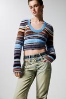 Gestreepte crop trui - BLUE - M