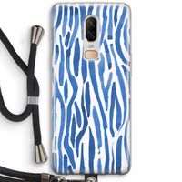 Blauwe nerven: OnePlus 6 Transparant Hoesje met koord