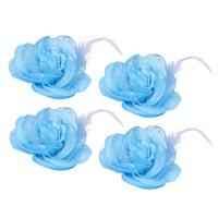 Decobloem voor het haar met elastiek en speld - 4x - blauw - ongeveer 8 cm Decobloem voor het haar met elastiek en speld - 4x - blauw - ongeveer 8 cm