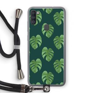 Monstera leaves: Samsung Galaxy A11 Transparant Hoesje met koord