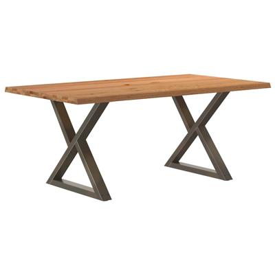 Eettafel met natuurlijke rand 180x100x74cm eikenhout lichtbruin