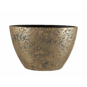 Mica Decorations Bloempot - goudkleurig - ovale schaal - 40 x 26 cm - Plantenpotten