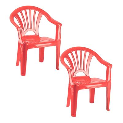 Plasticforte Stoeltje voor kinderen - 2x - koraal rood - 50 cm - binnen en buiten - kunststof
