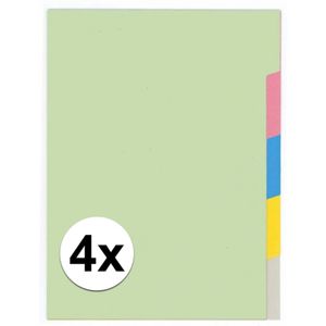 4x Gekleurde tabbladen A4 met 5 tabs