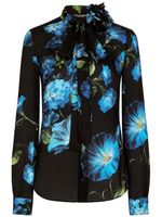 Dolce & Gabbana chemise en soie à fleurs - Noir