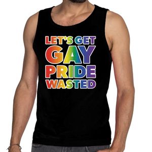 Lets get gay pride wasted tanktop/mouwloos shirt zwart heren