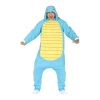 Cartoon schildpad onesie voor volwassenen - blauw - one size