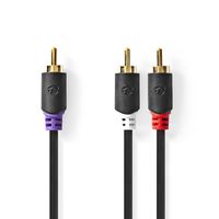 Subwoofer-Kabel | RCA Male | 2x RCA Male | Verguld | 3.00 m | Rond | 4.0 mm | Antraciet | Doos - thumbnail